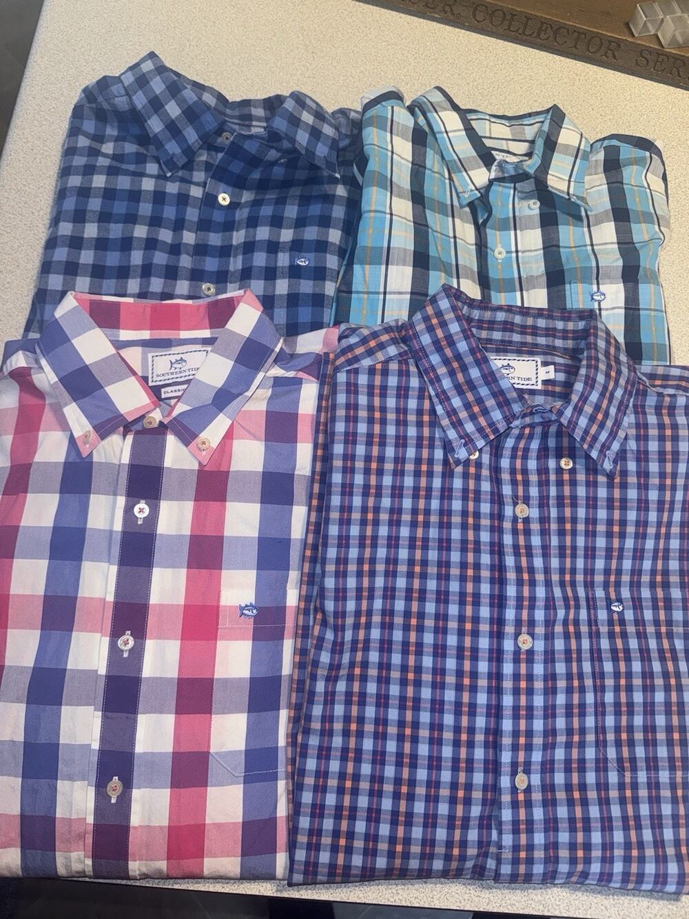 Southern Tide Lot of 4 Men's Medium Plaid Shirts Button Down Cotton Classic Fit